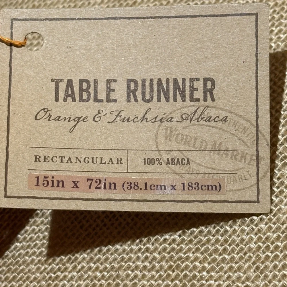 World Market Abaca Natural Jute Table Runner NWT 15